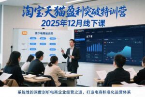 淘宝天猫盈利突破特训营25年12月线下课，系统性的深度剖析电商企业经营之道，打造电商标准化运营体系-麦资源网