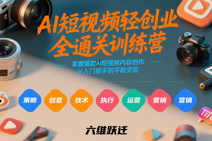AI短视频轻创业全通关训练营，掌握*AI短视频内容创作，从入门新手到平稳变现的六维跃迁