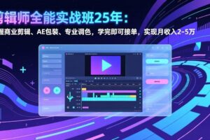 （17294期）剪辑师全能实战班25年：掌握商业剪辑、AE包装、专业调色，学完即可接单，实现月收入2-5万-麦资源网