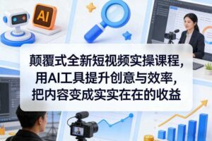 颠覆式全新短视频实操课程，用AI工具提升创意与效率，把内容变成实实在在的收益-麦资源网