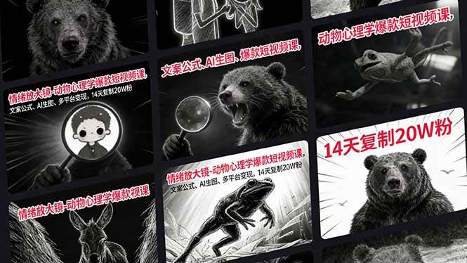 图片[1]-（17376期）情绪放大镜-动物心理学爆款短视频课，文案公式、AI生图、多平台变现，14天复制20W粉