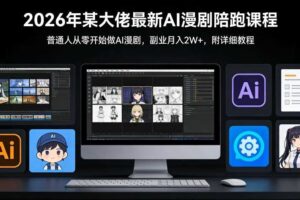 26年某大佬最新Ai漫剧陪跑课程，普通人从零开始做AI漫剧，副业月入2W+-麦资源网