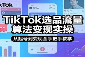 TikTok选品流量算法变现实操，从起号到变现全手把手教学-麦资源网