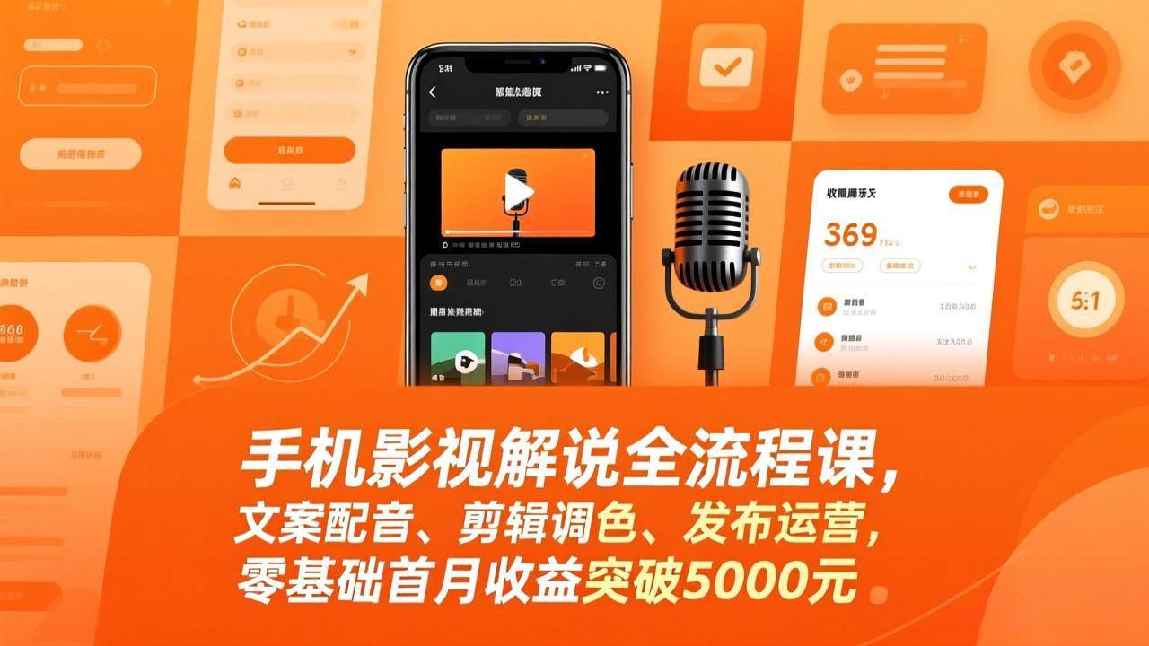 图片[1]-（17391期）手机影视解说全流程课，文案配音、剪辑调色、发布运营，零基础首月收益突破5000元