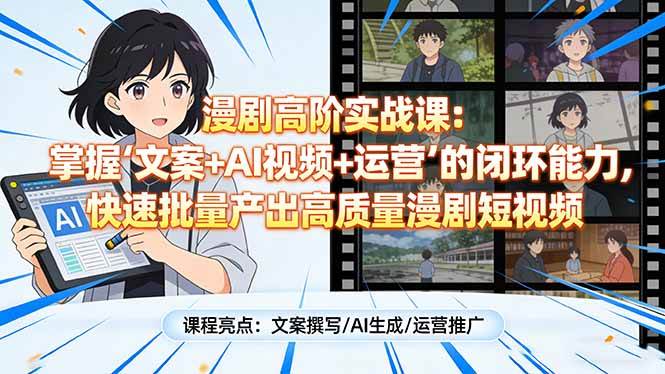 图片[1]-（17461期）漫剧高阶实战课：掌握“文案+AI视频+运营”的闭环能力，快速批量产出高质量漫剧短视频