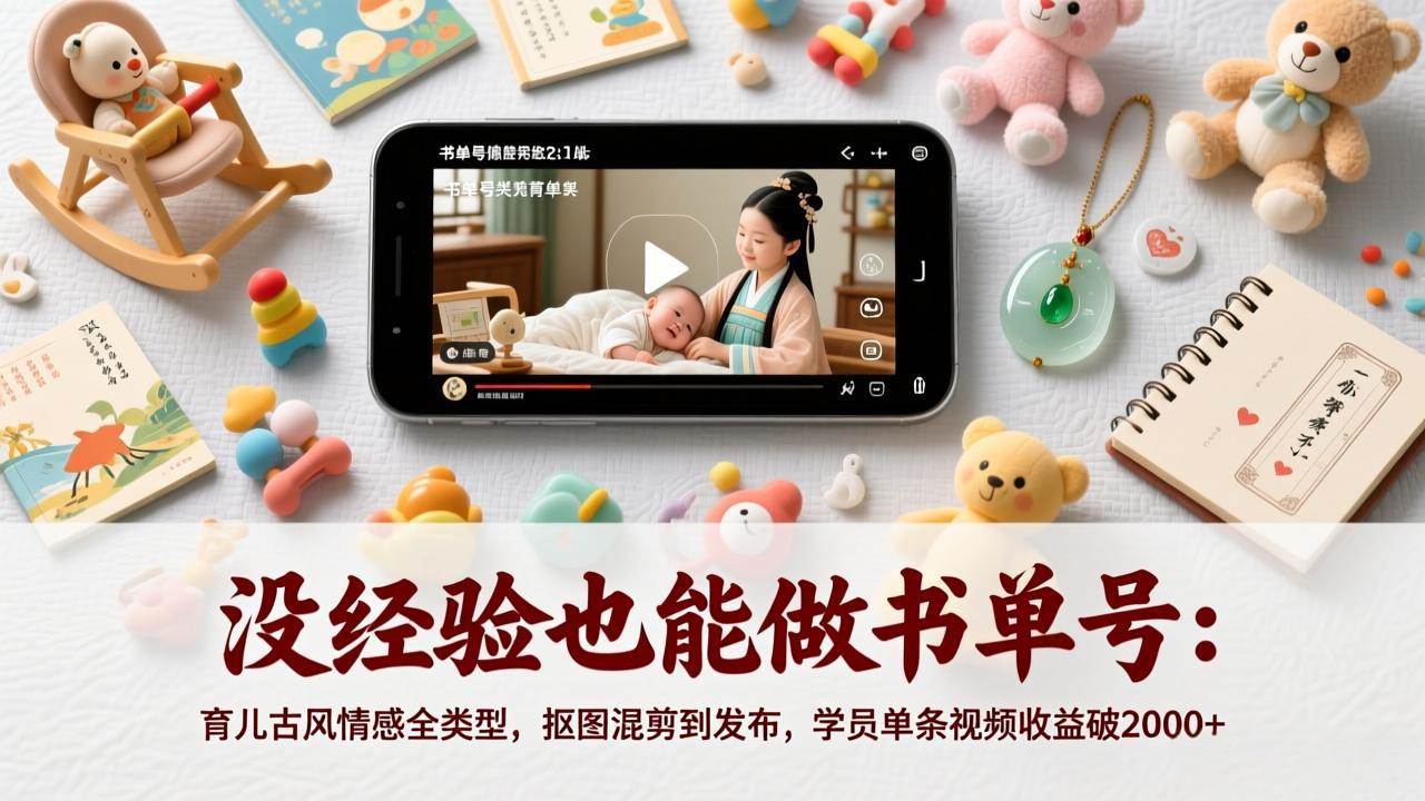 图片[1]-（17389期）没经验也能做书单号：育儿古风情感全类型，抠图混剪到发布，学员单条视频收益破2000+