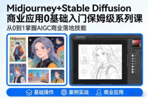AIGC商业应用Midjourney+Stable Diffusion教程，0基础入门保姆级系列课-麦资源网