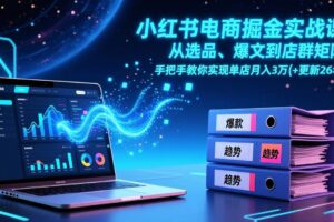 （17290期）小红书电商掘金实战课，从选品、爆文到店群矩阵，手把手教你实现单店月入3万+(更新26年)-麦资源网