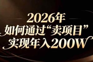 （17309期）站在2026年的十字路口：一个普通人如何通过卖项目实现年入200万-麦资源网