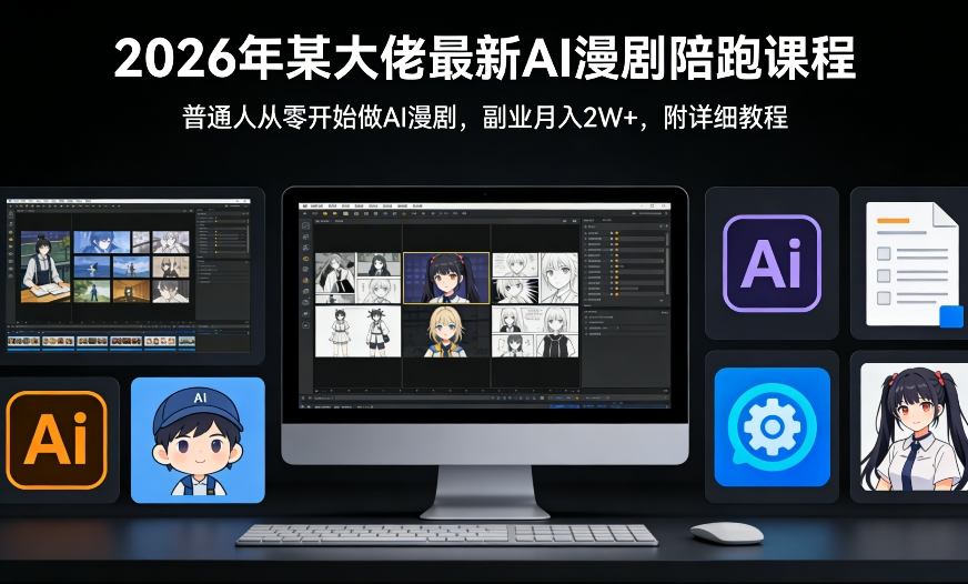 26年某大佬*Ai漫剧陪跑课程，普通人从零开始做AI漫剧，副业月入2W+