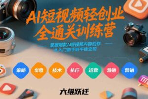 AI短视频轻创业全通关训练营，掌握爆款AI短视频内容创作，从入门新手到平稳变现的六维跃迁-麦资源网