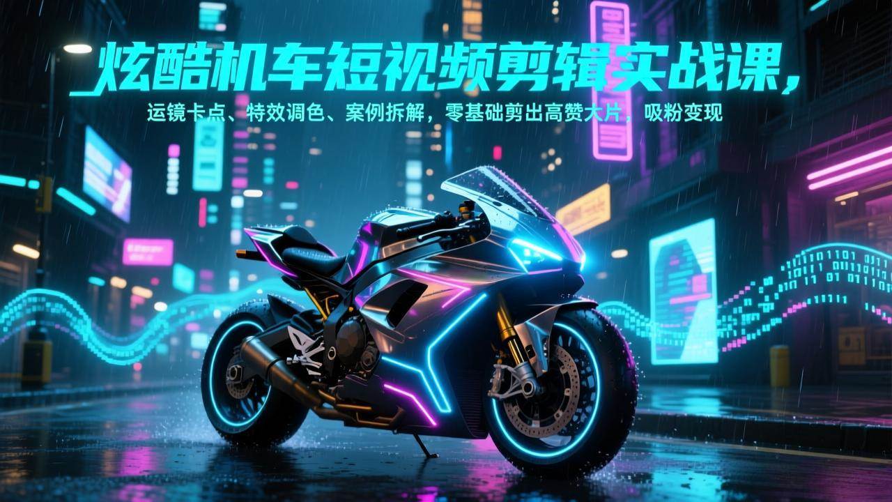 图片[1]-（17304期）炫酷机车短视频剪辑实战课，运镜卡点、特效调色、案例拆解，零基础剪出高赞大片，吸粉变现