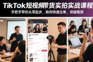 TikTok短视频带货实拍实战课程，手把手带你从零起步，助你快速出单，突破瓶颈-麦资源网