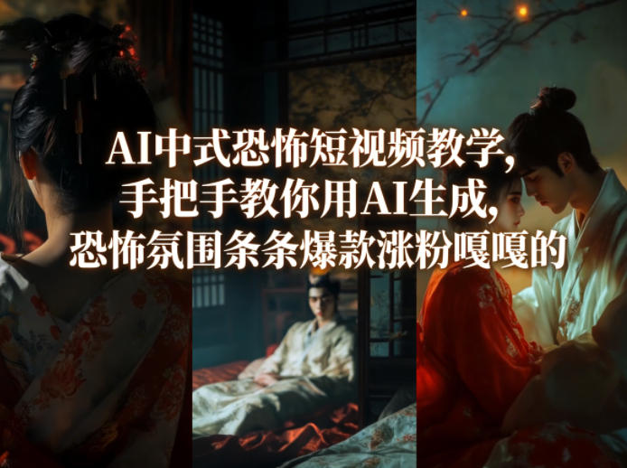 AI中式恐怖短视频教学，手把手教你用AI生成，恐怖氛围条条*涨粉嘎嘎的