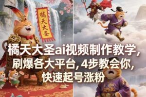 橘天大圣ai视频制作教学，刷爆各大平台，4步教会你，快速起号涨粉-麦资源网