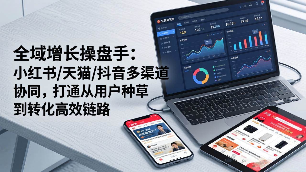 图片[1]-（17605期）全域增长操盘手：小红书/天猫/抖音多渠道协同，打通从用户种草到转化高效链路