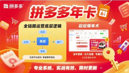 拼多多年卡，拼多多全链路运营底层逻辑，*爆单术【更新26年3月29日】