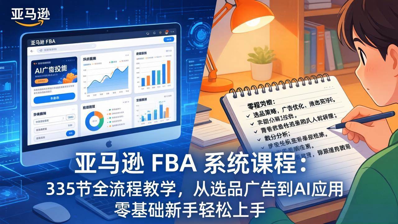 图片[1]-（17744期）亚马逊 FBA 系统课程（更新26年3月）335节全流程教学，从选品广告到AI应用，零基础新手轻松上手