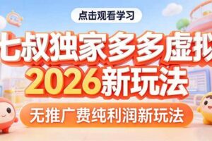 （17701期）拼多多虚拟2026新玩法无推广费纯利润-麦资源网