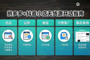 拼多多+抖音小店无货源开店，包括：选品、运营、基础、付费推广、爆款案例等(更新26年3月)-麦资源网