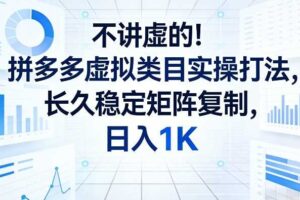 不讲虚的！拼多多虚拟类目实操打法，长久稳定矩阵复制，日入1K【揭秘】-麦资源网