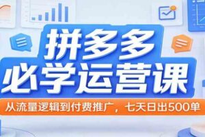 拼多多必学运营课：从流量逻辑到付费推广，七天日出500单-麦资源网