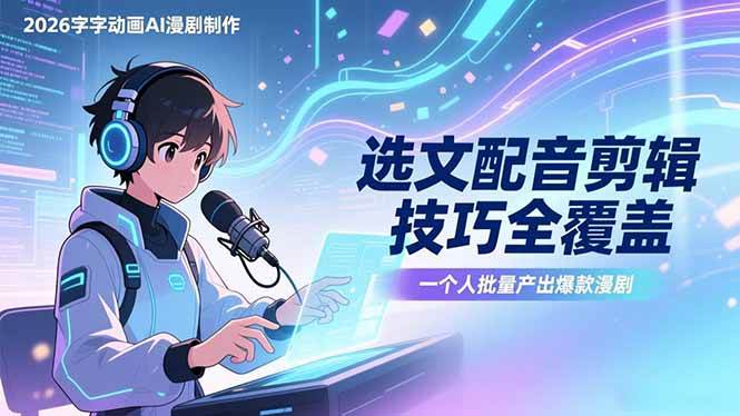 图片[1]-（17477期）2026字字动画AI漫剧制作-1期，选文配音剪辑技巧全覆盖，一个人就能批量产出爆款漫剧