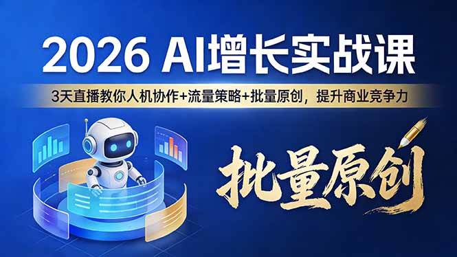 图片[1]-（17662期）2026 AI 增长实战课：3 天直播教你人机协作 + 流量策略 + 批量原创，提升商业竞争力