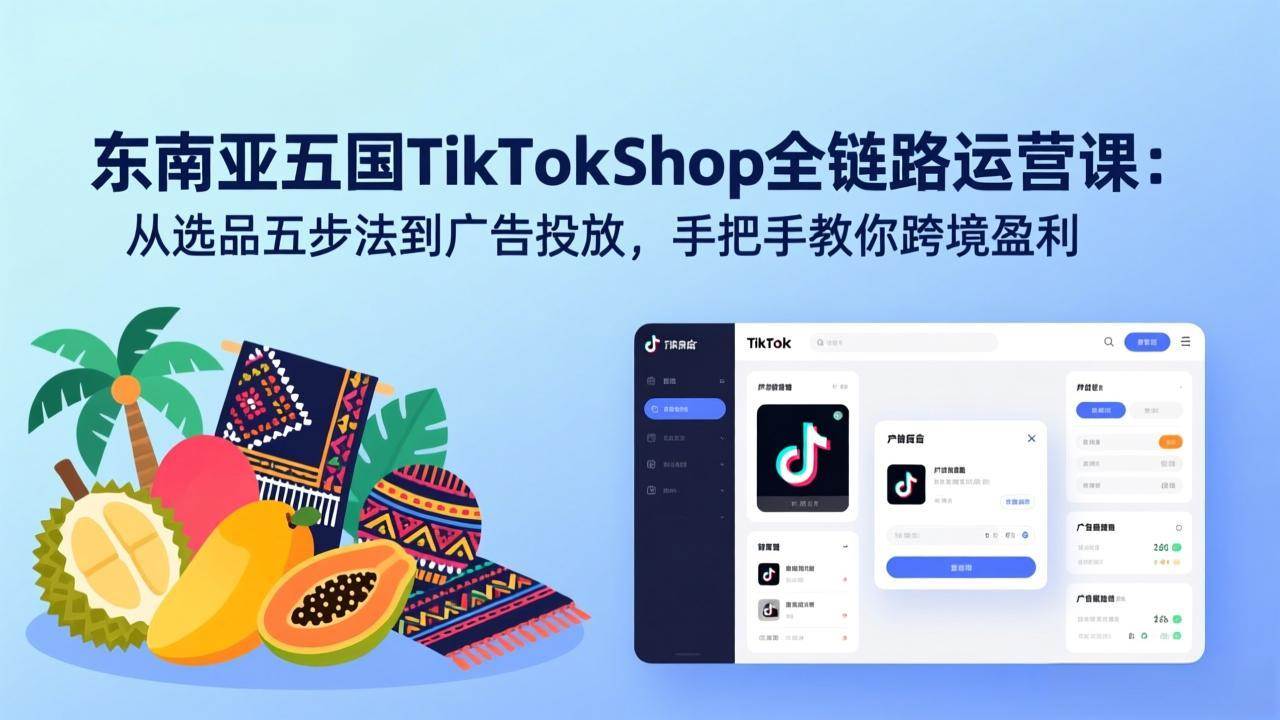 图片[1]-（17511期）东南亚五国TikTok Shop全链路运营课：从选品五步法到广告投放，手把手教你跨境盈利
