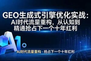 （17708期）GEO 生成式引擎优化实战：AI时代流量重构，从认知到精通抢占下一个十年红利-麦资源网