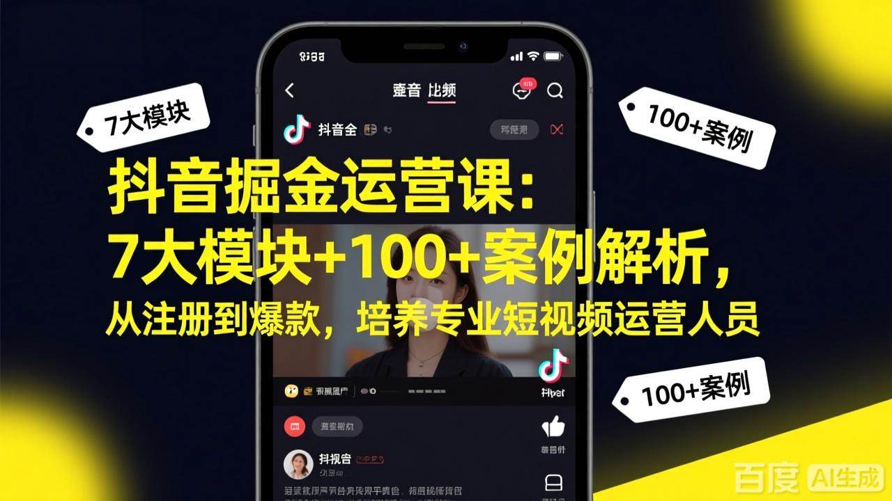 图片[1]-（17573期）抖音掘金运营课：7大模块+100+案例解析，从注册到爆款，培养专业短视频运营人员