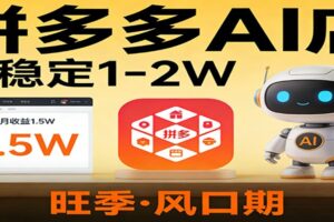 开一家拼多多AI店，月稳定1-2W，目前旺季，风口期！-麦资源网