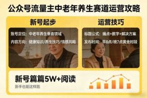 公众号流量主中老年养生赛道，新号篇篇5W+阅读，新手也能这样跑-麦资源网