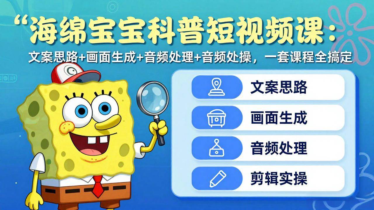 图片[1]-（17756期）海绵宝宝科普短视频课：文案思路+画面生成+音频处理+剪辑实操，一套课程全搞定