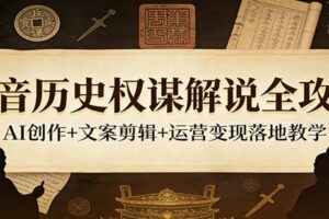 抖音历史权谋解说全攻略：AI创作+文案剪辑+运营变现落地教学-麦资源网