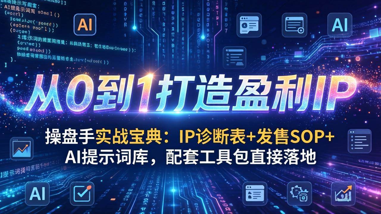 图片[1]-（17593期）操盘手实战宝典：IP诊断表+发售SOP+AI提示词库，配套工具包直接落地，从0到1打造盈利IP