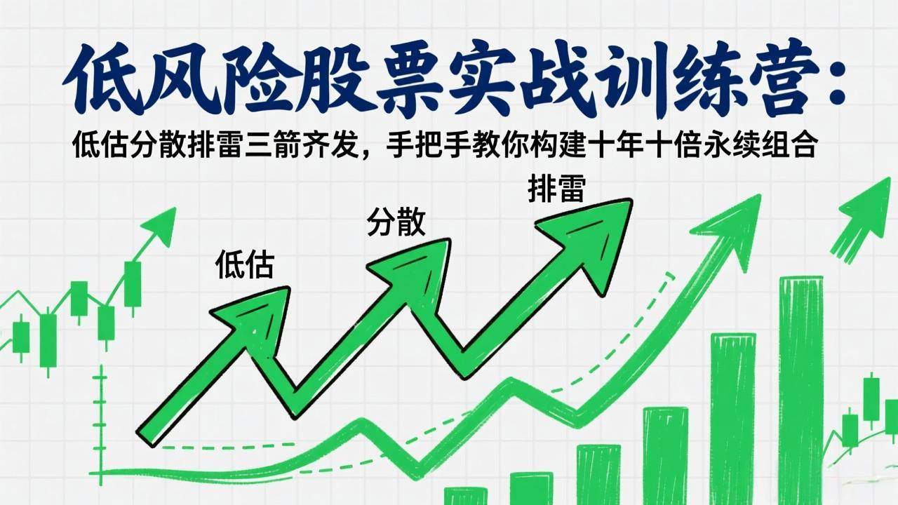 图片[1]-（17487期）低风险股票实战训练营：低估分散排雷三箭齐发，手把手教你构建十年十倍永续组合