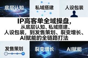 IP高客单全域操盘，从底层认知、私域搭建、人设包装，到发售策划、裂变增长、AI赋能的全链路打法-麦资源网