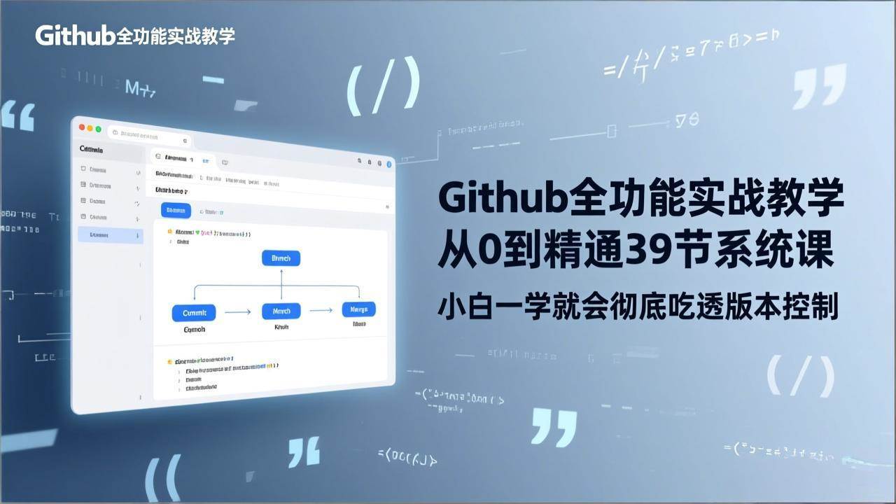 图片[1]-（17501期）GitHub-全功能实战教学，从0到精通39节系统课，小白一学就会彻底吃透版本控制