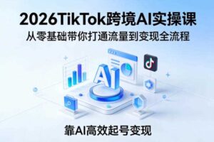 2026TikTok跨境AI实操课,从零基础带你打通流量到变现全流程,靠AI高效起号变现-麦资源网