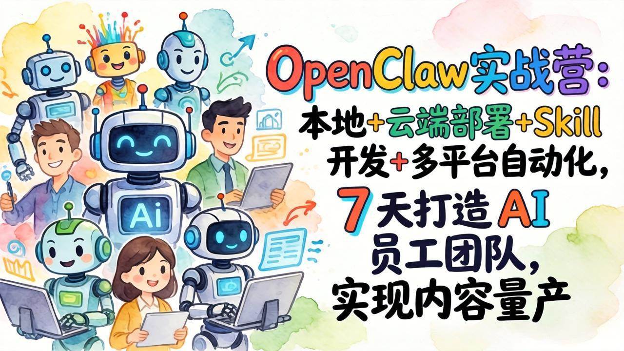图片[1]-（17673期）OpenClaw实战营-更新：本地+云端部署+Skill开发+多平台自动化，7天打造AI员工团队+实现内容量产