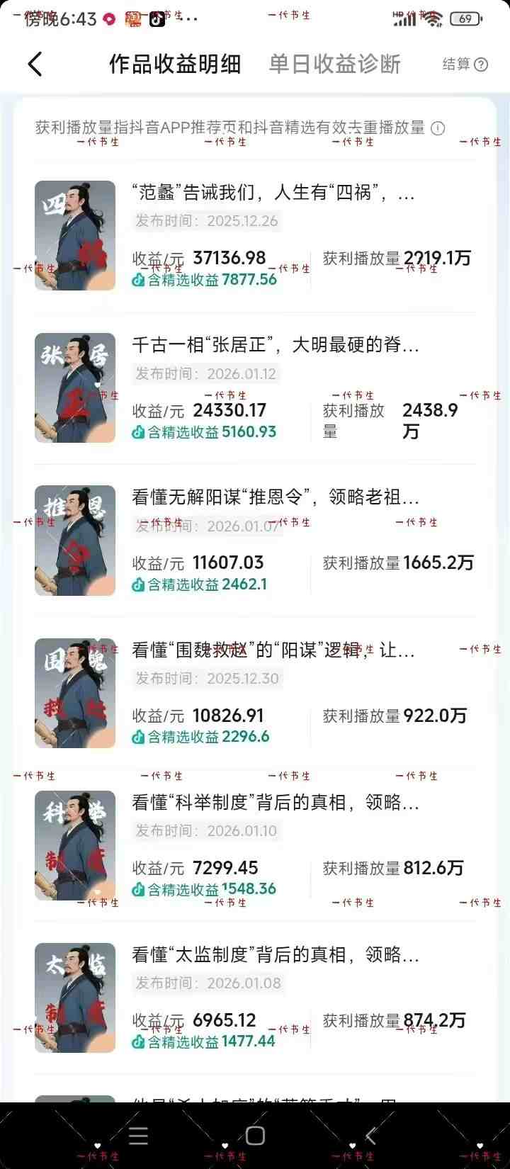 抖音300w粉丝博主的政史类科普视频教学，有大流量扶持，拿伙伴伙伴+精选*双份收益