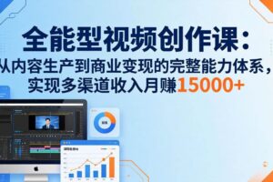 （17718期）全能型视频创作课-26年3月更新：从内容生产到商业变现的完整能力体系，多渠道收入月赚15000+-麦资源网
