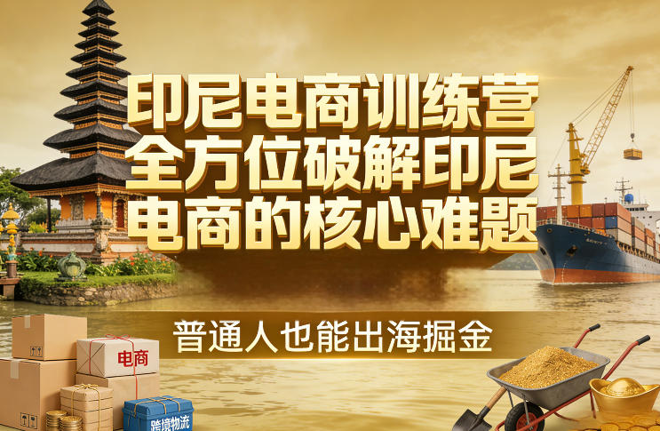 印尼电商训练营，*破解印尼电商的*难题，普通人也能出海掘金