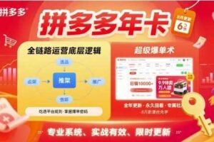 拼多多年卡,拼多多全链路运营底层逻辑,超级爆单术【更新26年3月29日】-麦资源网