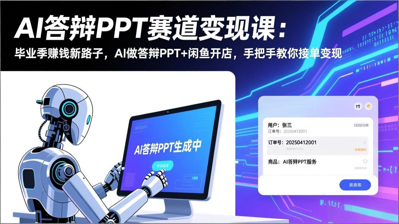 图片[1]-（17546期）AI答辩PPT赛道变现课：毕业季赚钱新路子，AI做答辩PPT+闲鱼开店，手把手教你接单变现