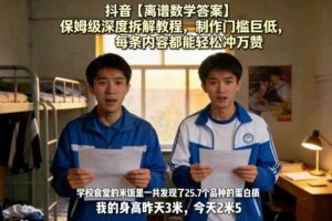 抖音【离谱数学答案】保姆级深度拆解教程，制作门槛巨低，每条内容都能轻松冲万赞，附详细步骤-麦资源网