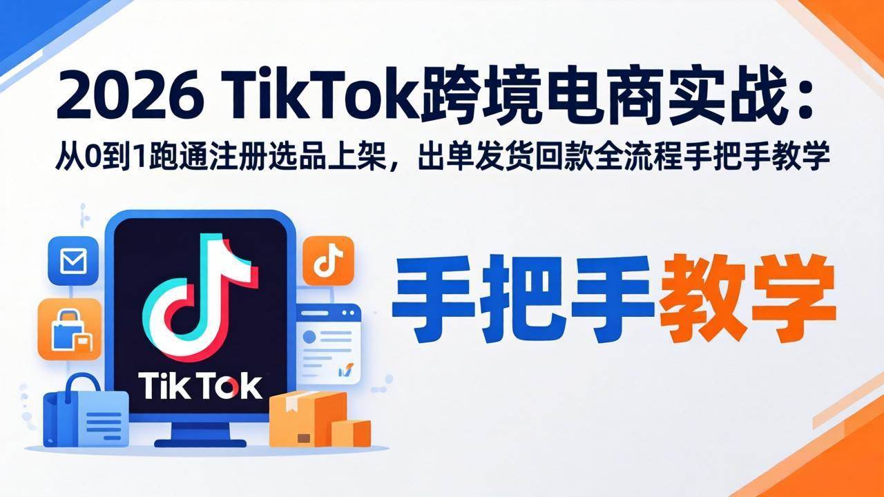 图片[1]-（17850期）2026TikTok跨境电商实战：从0到1跑通注册选品上架，出单发货回款全流程手把手教学