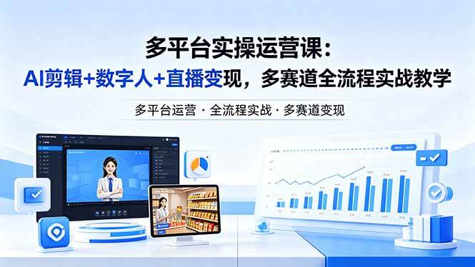 图片[1]-（18257期）某团队多平台实操运营课-更新26年4月29：AI剪辑+数字人+直播变现，多赛道全流程实战教学