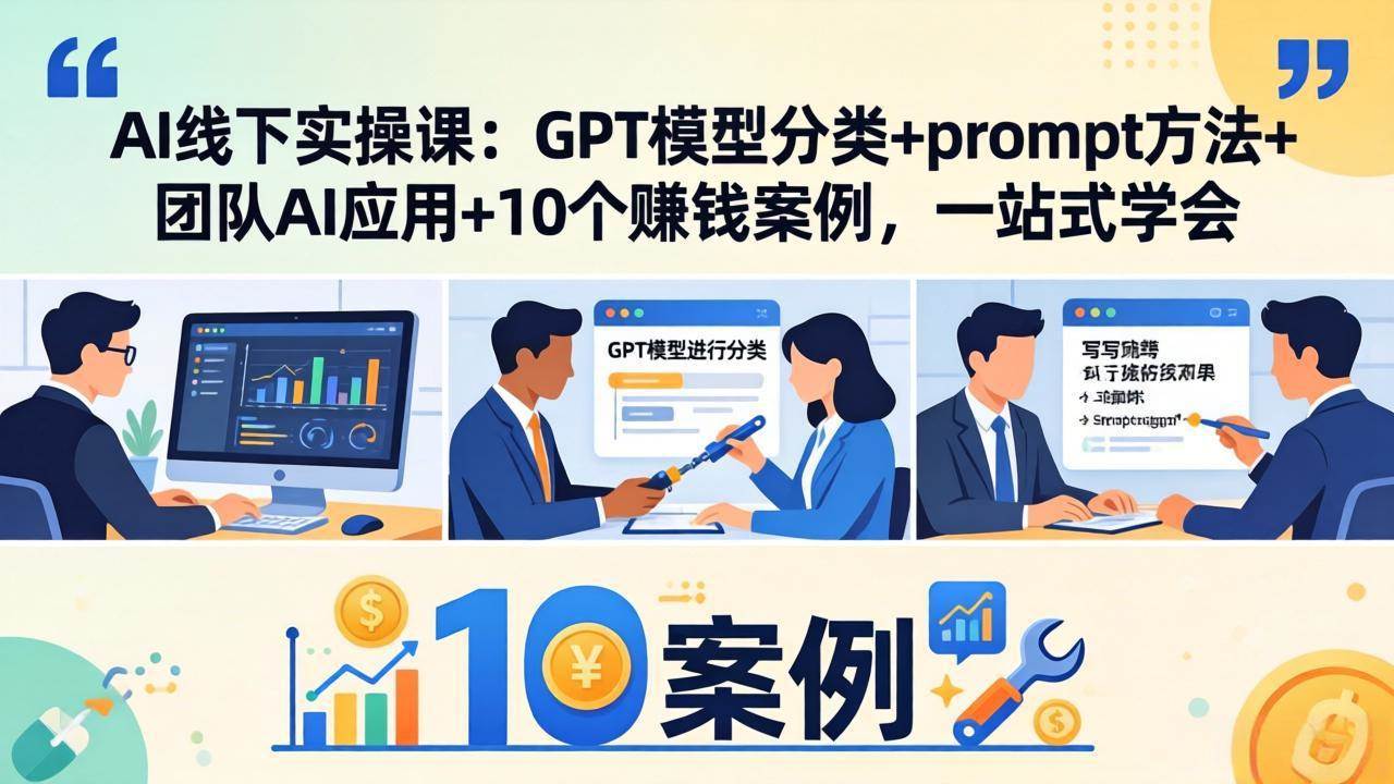 图片[1]-（18017期）AI线下实操课：GPT模型分类+prompt方法+团队AI应用+10个赚钱案例，一站式学会